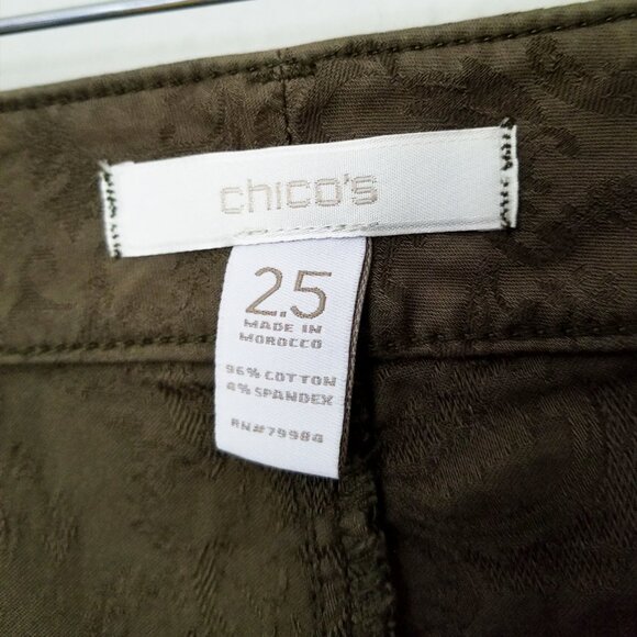 Chico's Jacquard 5 Pocket Ankle Pants in Sherwood Olive Women's 2.5 US 14 Green - Picture 7 of 16